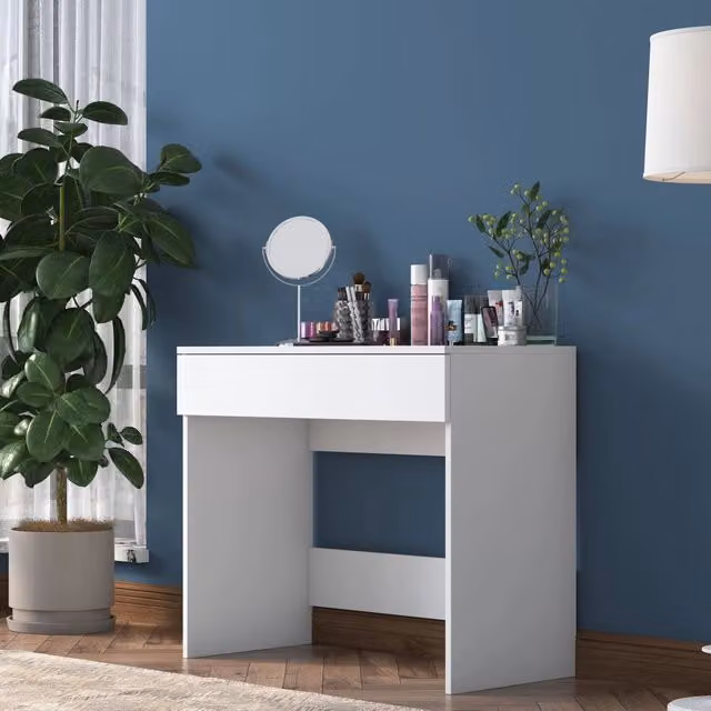 Mobile da Trucco Fele DMORA con Specchio Bianco Moderno L: 90 cm, P: 45 cm, H: 77 cm