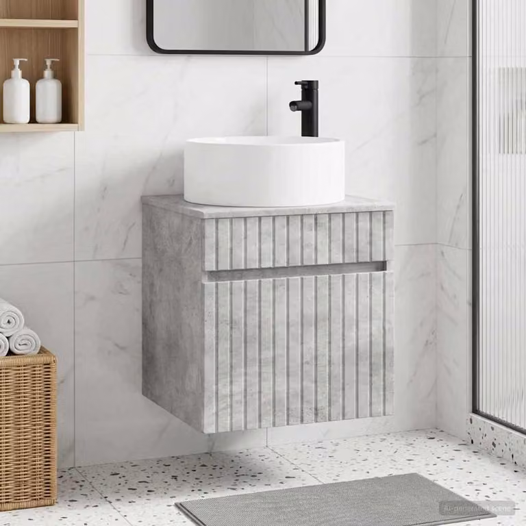 Lavabo da parete moderno vidaXL Grigio, L 49 cm x P 44,5 cm x H 65,5 cm