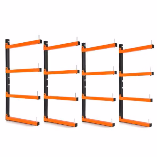 VEVOR Rastrelliera per Legname a Parete 4 Livelli Set da 4 Arancione e Nero