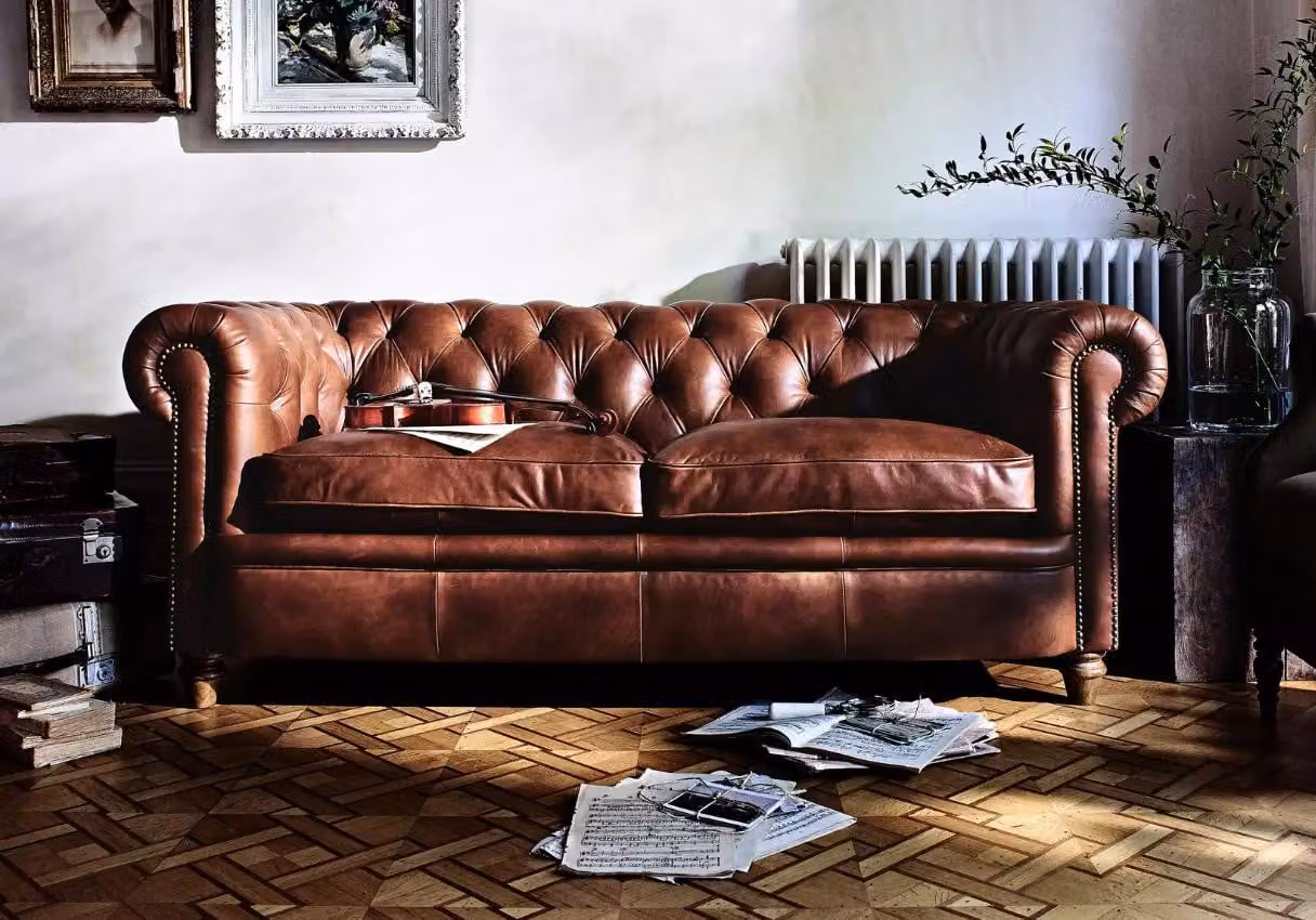 Chesterfield Sofa Couch Polster Leder Couchen Polster Garnitur 3 Sitzer