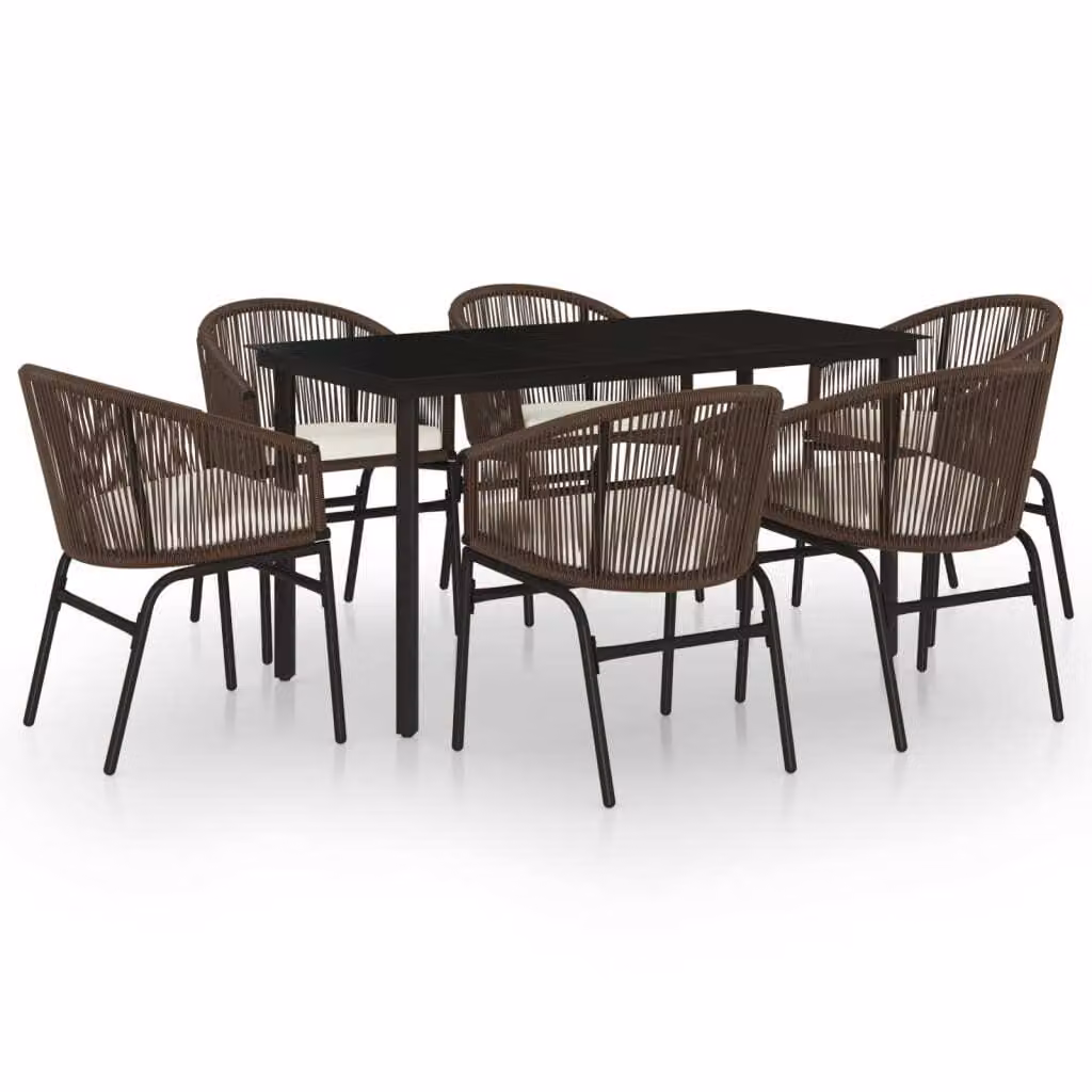 Set Mobili da Pranzo per Giardino 7 pz Marrone