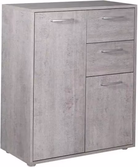 Armadietto Multiuso GIORDANOSHOP con 3 Ante e 2 Cassetti, Grigio, L/P/H: 87,6 x 35,3 x 72 cm