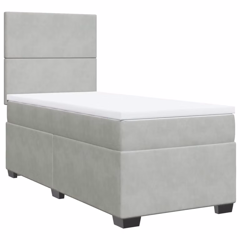 Giroletto a Molle con Materasso Grigio Chiaro 100x200cm Velluto