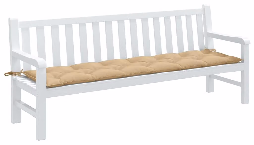 Cuscino per panchina da giardino, color beige mélange, 200 x 50 x 7 cm, tessuto