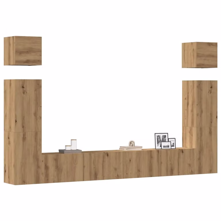 Set Mobile TV vidaXL da 6 pezzi in Legno Multistrato Rovere Marrone per Soggiorno