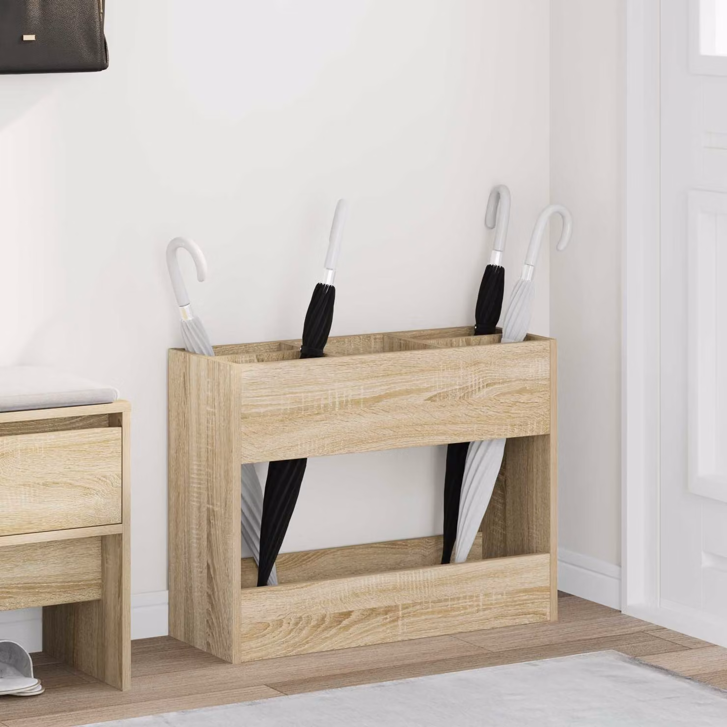 vidaXL Supporto per Ombrellone in Legno Rovere Sonoma Marrone L: 65 cm, P: 40 cm, H: 24 cm