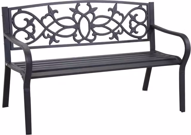 Panchina in metallo modello Pavia Vacchetti colore antracite L: 124 cm, P: 57 cm, H: 78 cm