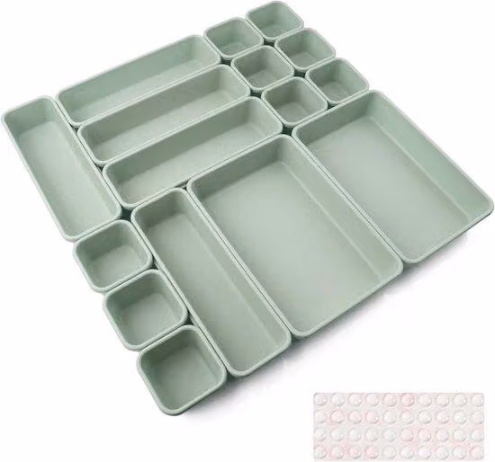 Organizer in plastica verde da 16 pezzi