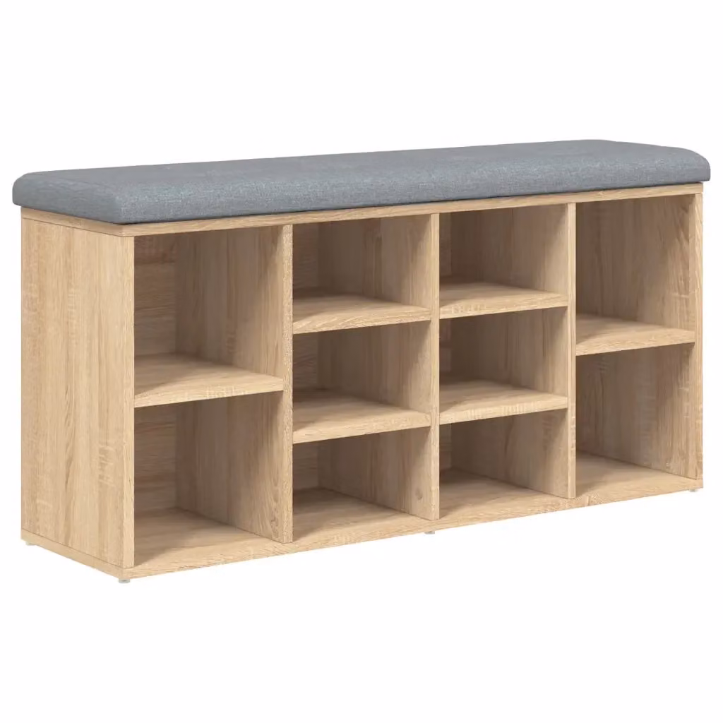 Panca Scarpiera e Sgabello Design Mania in Legno Rovere, Colore Marrone e Grigio, L 102 cm x P 32 cm x H 50 cm – 2