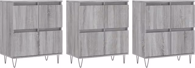 Credenze 3 pz | Madia | Buffet da pranzo | Armadio da pranzo Grigio Sonoma in Legno Multistrato