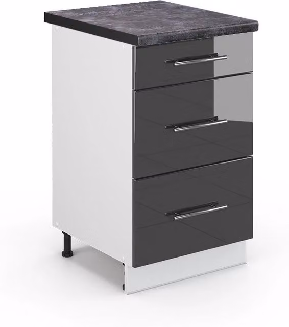 Mobiletto base per cucina Fame-Line Antracite lucido/Bianco 50 cm, PT Antracite Vicco