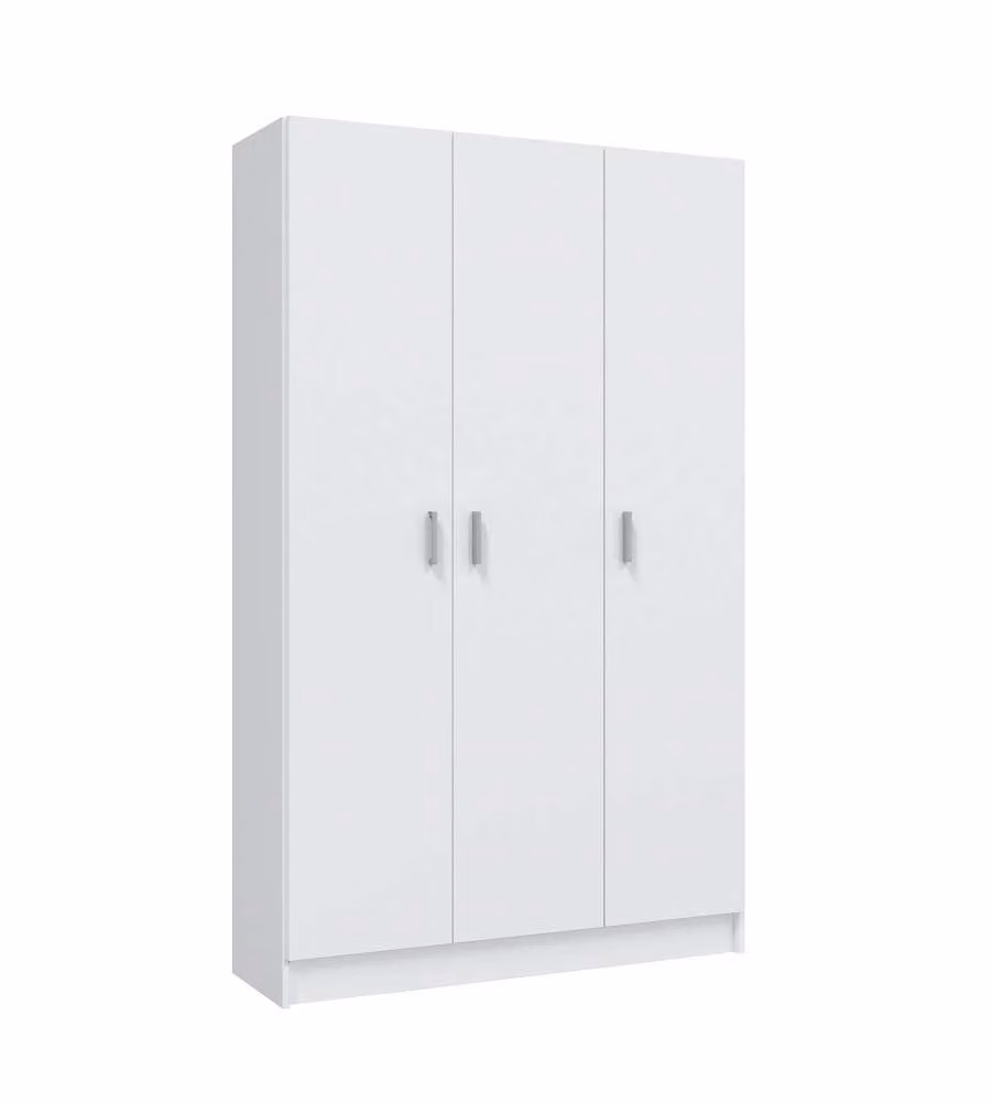 Armadio multiuso Habitdesign in legno bianco opaco con 3 ante e ripiani interni L/P/H: 108 x 37 x 180 cm – 2