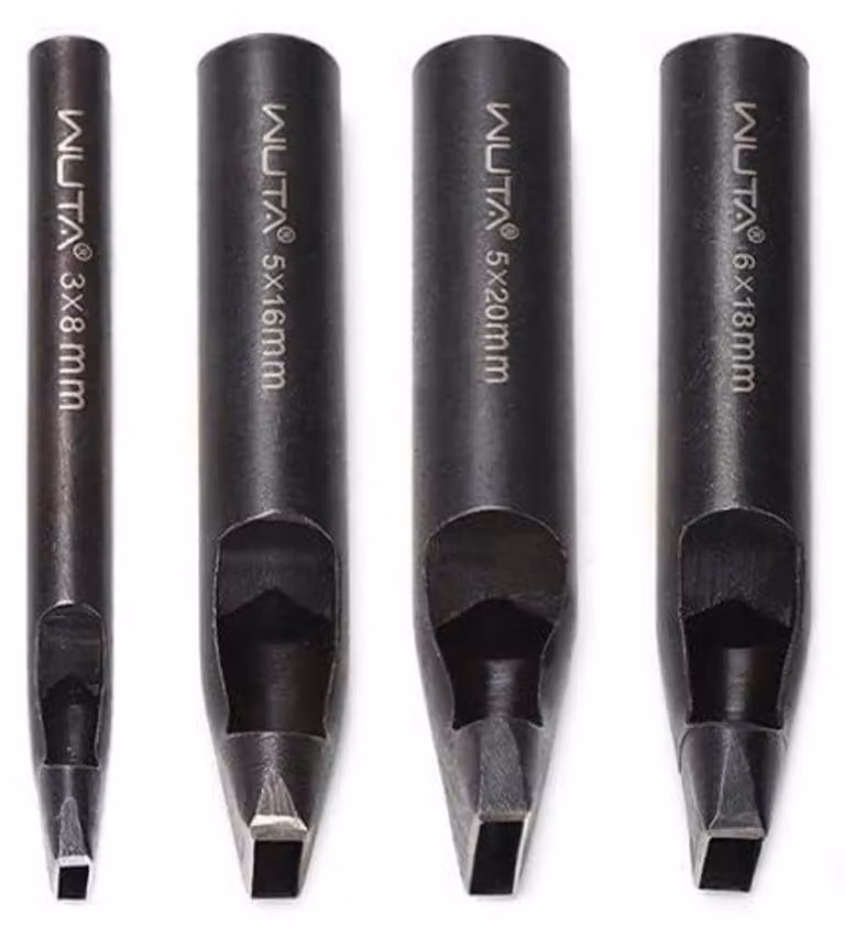 Set di punteruoli Acciaio al carbonio, 4 pezzi, rettangolari, per lavori in pelle, da 3 a 20 mm