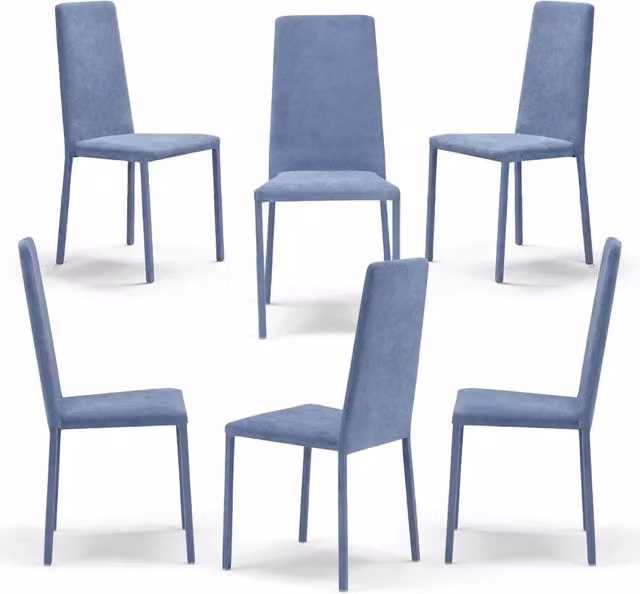Set 6 sedie imbottite 100% MADE IN ITALY BETTY PLUS per sala da pranzo, cucina, soggiorno, design moderno, struttura robusta in metallo rivestita, schienale e seduta rivestiti in velluto colore Carta da Zucchero
