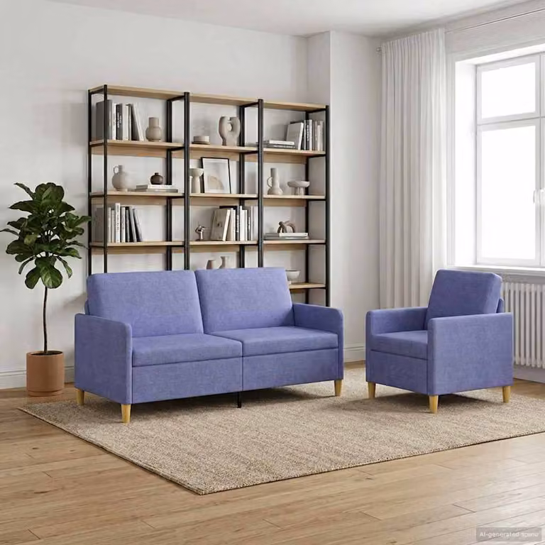 Set di 2 divani moderni vidaXL con contenitore e seduta sollevabile in tessuto blu e marrone per il tuo soggiorno