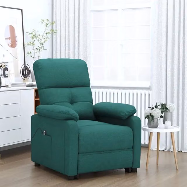 Poltrona Elettrica Reclinabile Verde Scuro in Tessuto 3073808