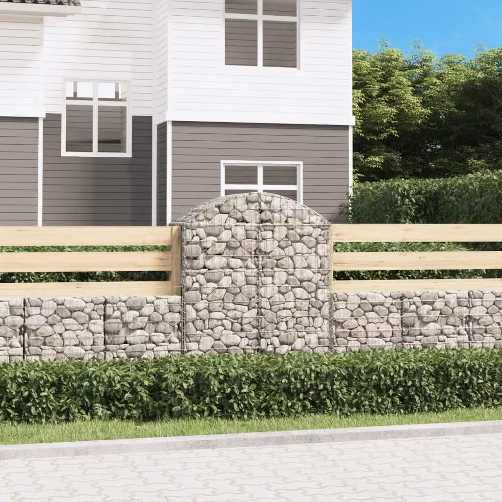 Cesto Gabbione ad Arco vidaXL in Acciaio Zincato Grigio L: 100 cm, P: 50 cm, H: 120/140 cm