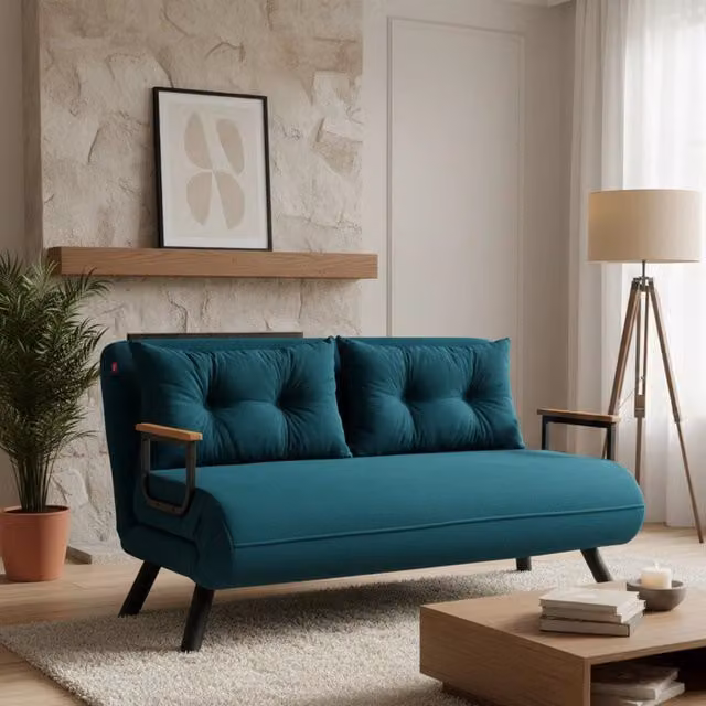 Calvin Divano Letto 2 Posti con Contenitore Click Clack Verde Acqua L: 133 cm, P: 78 cm – 1