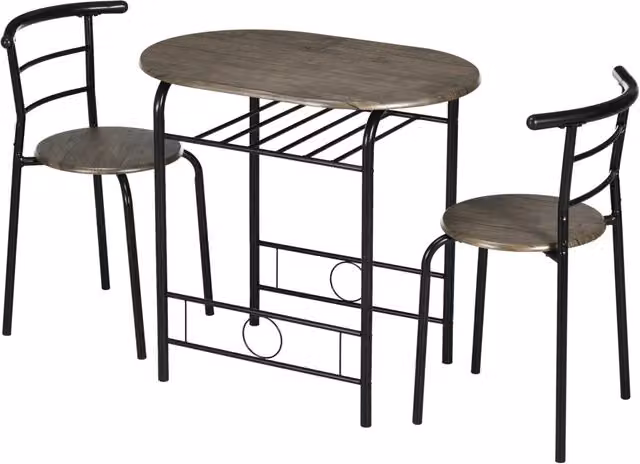 Set tavolo bistro Xylo con 2 sedie in metallo e MDF nero L/P/H: 80 x 53 x 74,5 cm – 1