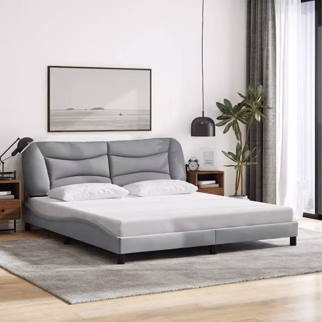 Giroletto senza materasso Hvar vidaXL in tessuto grigio, L 180 x P 200 cm – 1