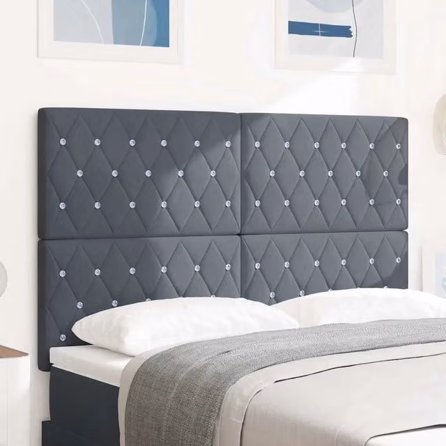 Testiera per letto imbottita vidaXL in velluto grigio con struttura in legno, Larghezza: 160 cm – 1