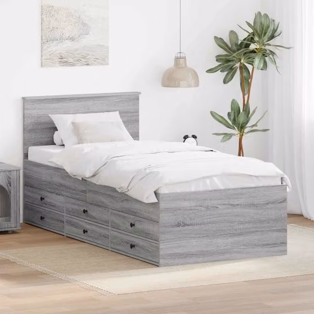 Daybed Grigio Sonoma e Nero 75 x 190 cm Legno ingegnerizzato 3408541