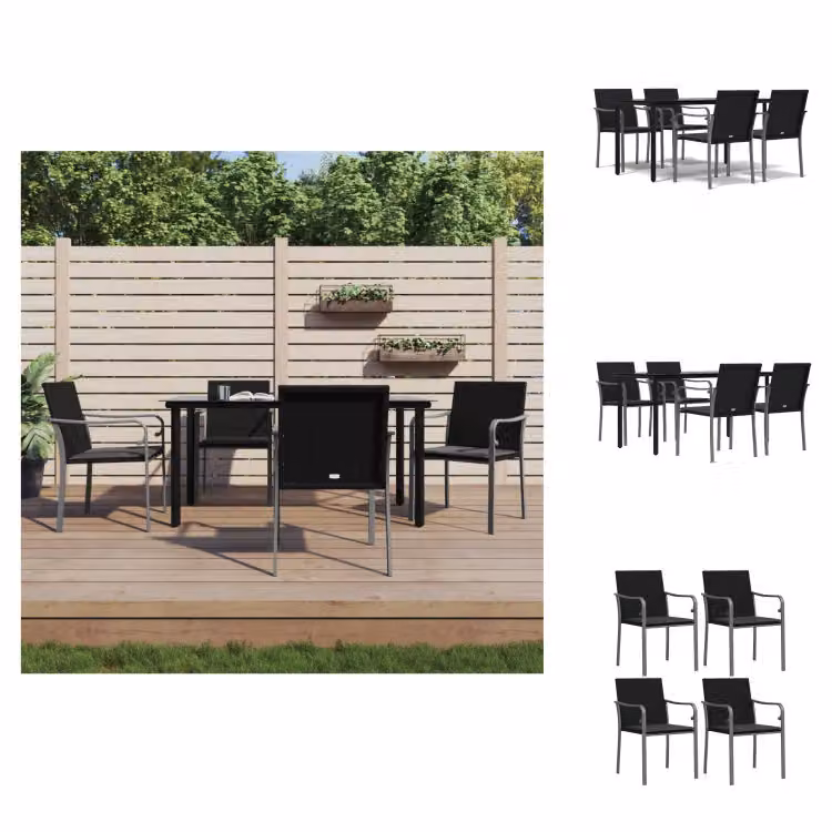 vidaXL Set da pranzo da giardino 5 pezzi con cuscini in polirattan e acciaio - Set di mobili da giardino