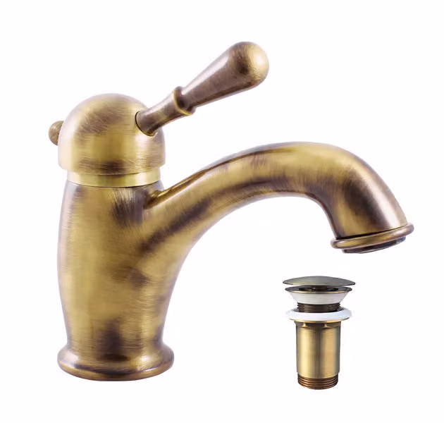 Slezák-RAV Miscelatore per lavabo con bocca di erogazione click-clack LABE - OLD BRASS L427SM Colore: old brass, Dimensioni: 3/8''