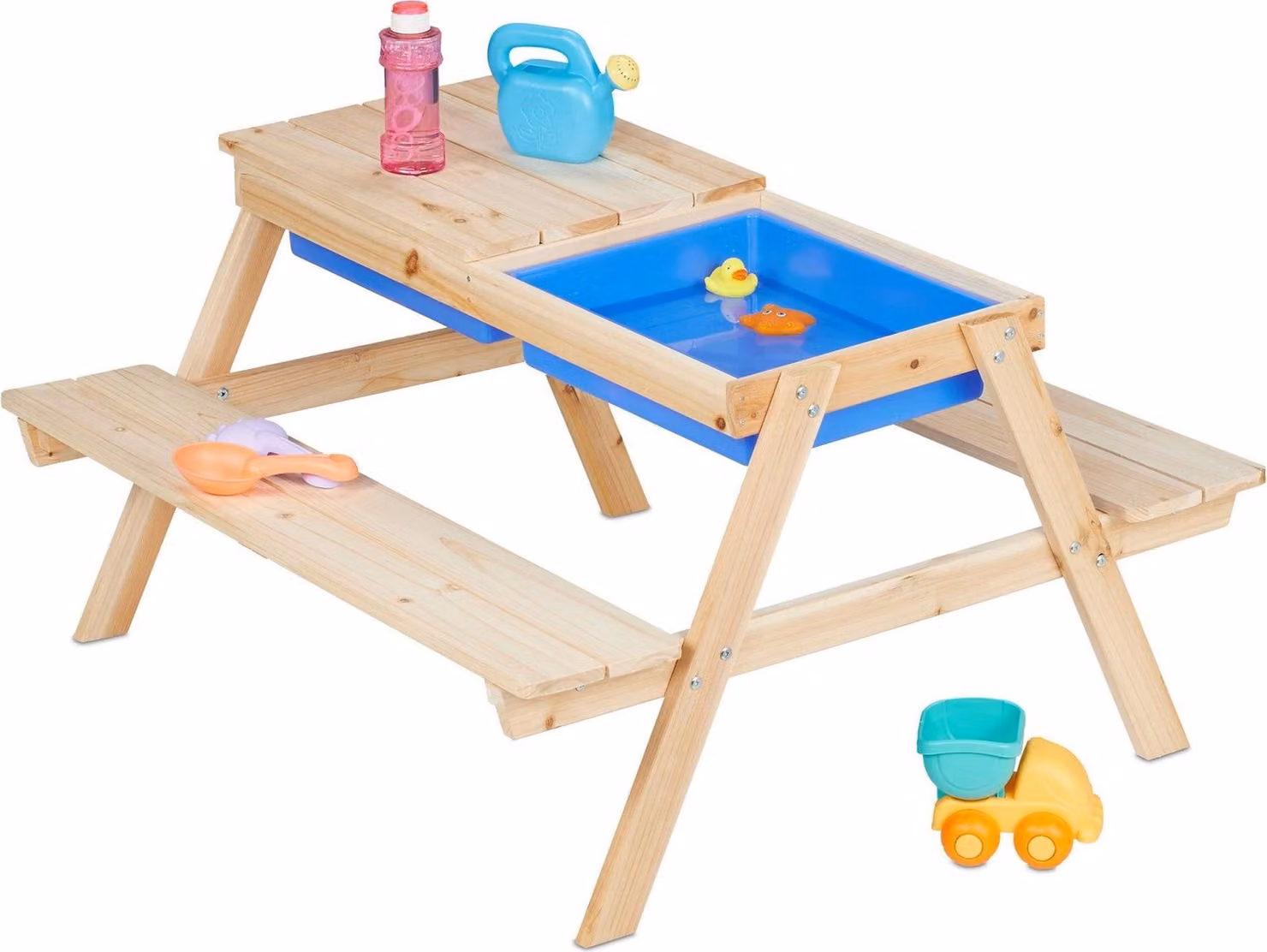 Panca da picnic per bambini con tavolo da gioco con acqua e sabbia
