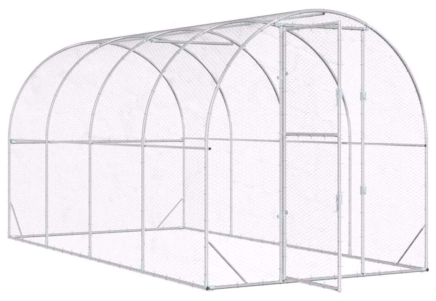 Alloggio per polli, modello Silber, dimensioni 400 x 200 x 200 cm, realizzato in acciaio zincato