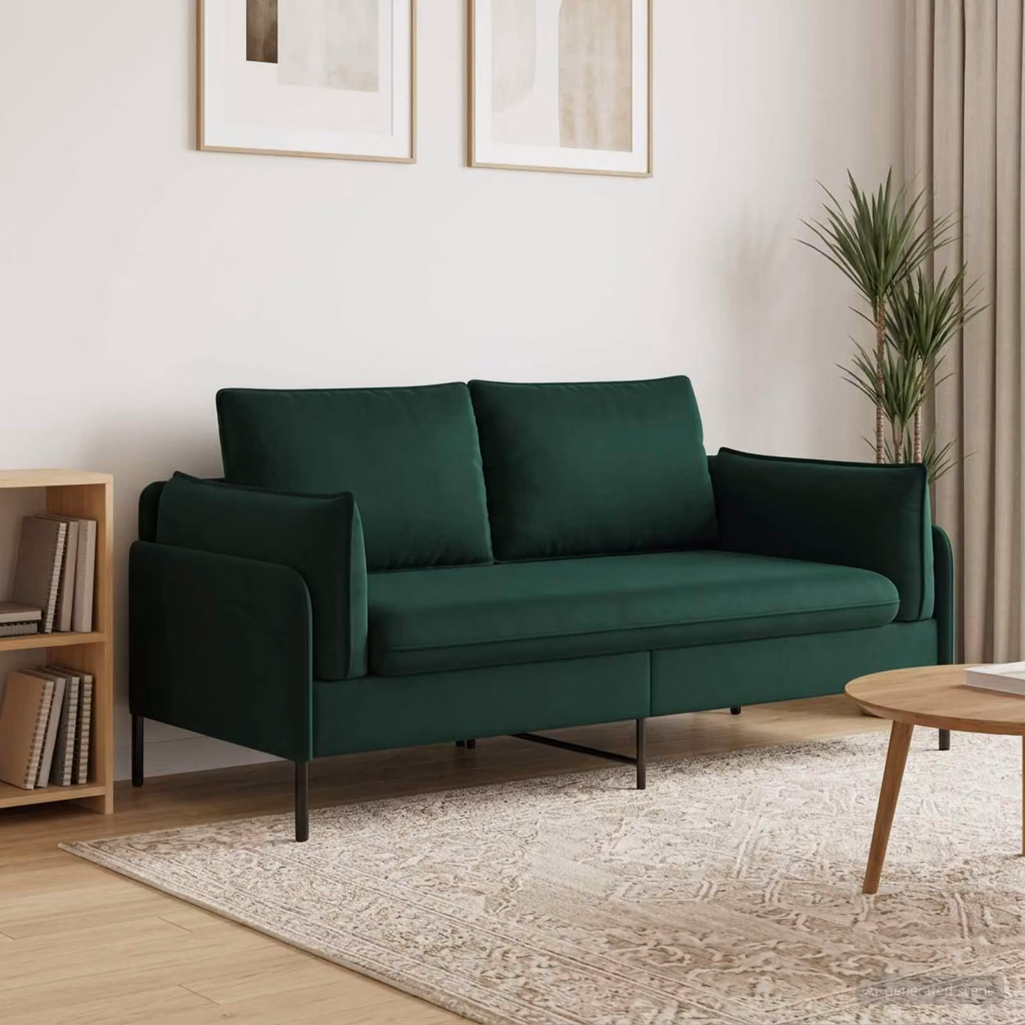 Divano a 2 posti vidaXL in velluto verde, design moderno e lineare per il tuo soggiorno, L: 188 cm, P: 81 cm, H: 89 cm