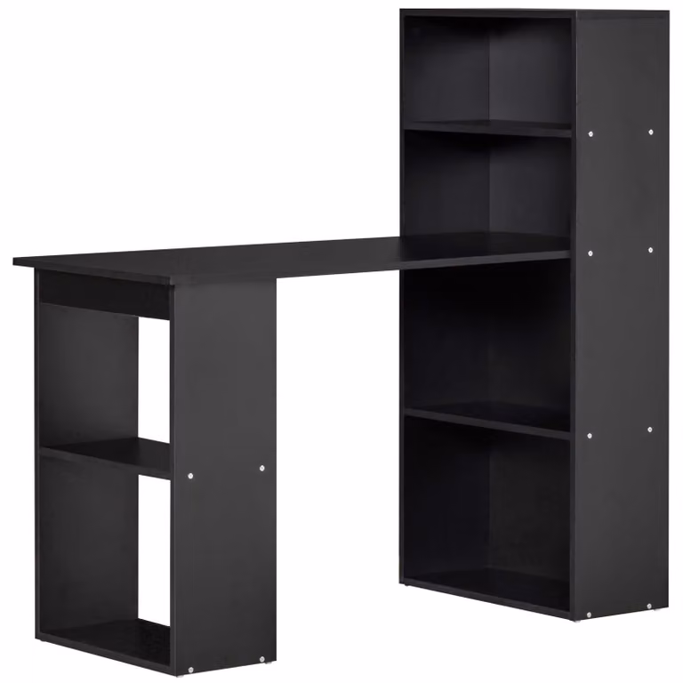 Scrivania da Ufficio 6 Ripiani Laterali 120x55x120 cm in Legno Nero
