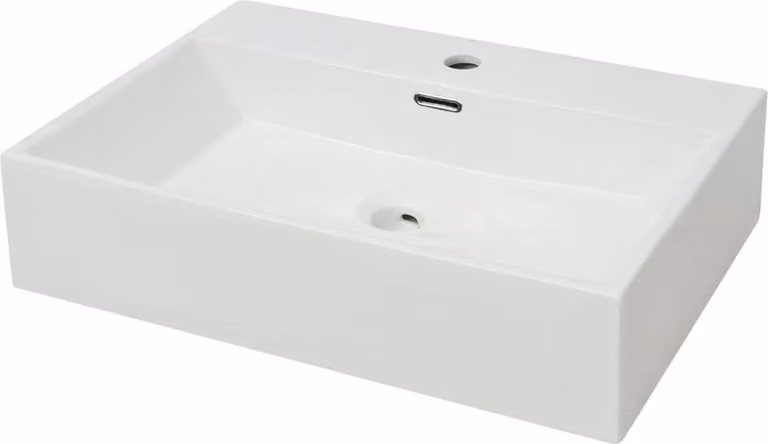 Lavandino con Foro Rubinetto Vetroceramica Bianca 60,5x42,5x14,5 cm