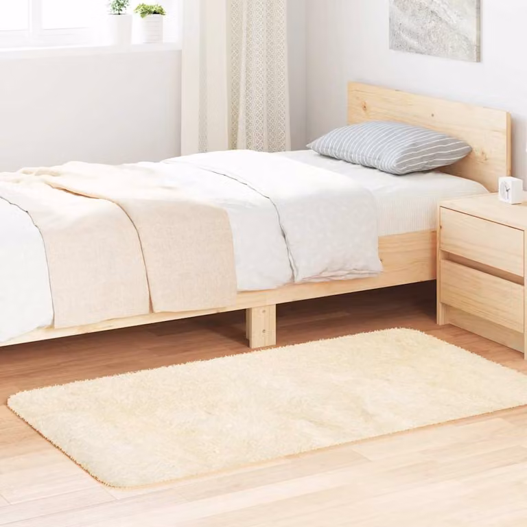 Tappeto Shaggy a Pelo Lungo vidaXL NAVARRA Crema Beige in Poliestere L: 150 cm, P: 80 cm