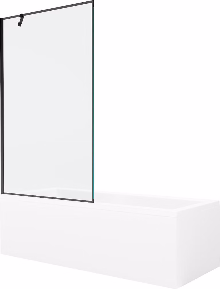 Mexen Cubik vasca rettangolare 160 x 70 cm con rivestimento e paravento a 1 anta 100 cm, motivo nero - 550316070X9510007070