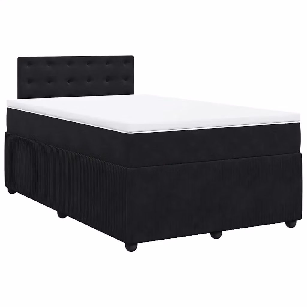 Letto Ibrido vidaXL con Giroletto a Molle e Materasso in Velluto Nero e Bianco L/P/H: 120 x 200 cm – 2