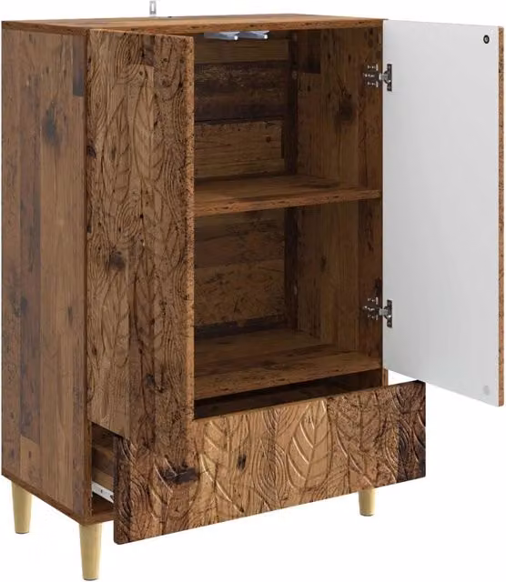 Credenza Buffet in Legno Antico e MDF Marrone per Soggiorno e Sala da Pranzo L: 66 cm, P: 34,5 cm, H: 95 cm
