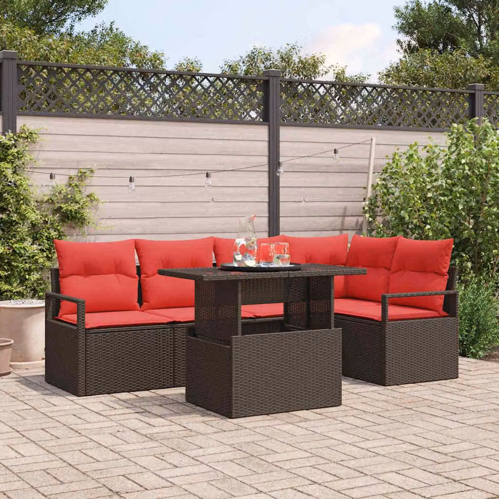 Maison Exclusive - Set da giardino composto da 6 pezzi, divano in rattan sintetico marrone