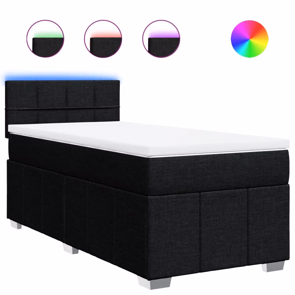 Giroletto a Molle con Materasso Nero 90x200 cm in Tessuto