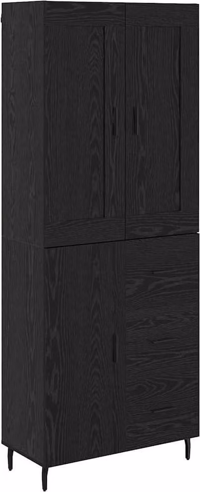 Credenza con cassetto 2 pcs Rovere Nero Legno multistrato