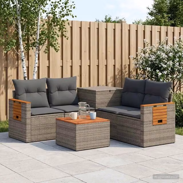 Set di divani 6 pz Grigio e Grigio Scuro 55 x 55 x 37 cm 3447670
