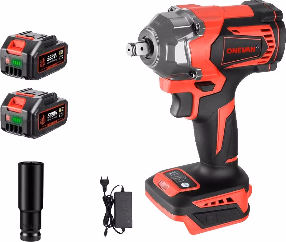 Avvitatore a impulsi elettrico senza spazzole, coppia 1200 Nm, velocità 6700 giri/min, 2 batterie spina UE