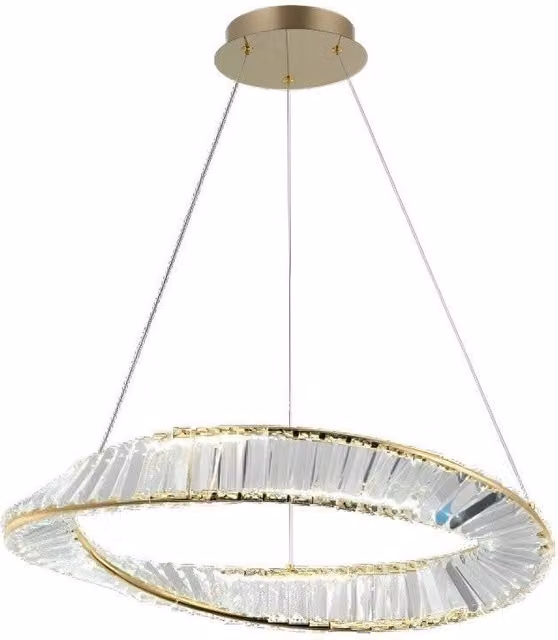 Lampadario a sospensione Trade Shop con cristalli e design curvo in acciaio inossidabile, luce LED fredda 8000K, 45W