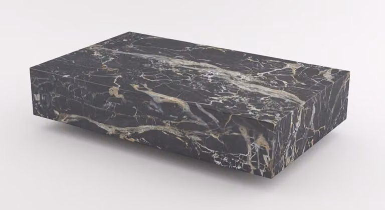 Casa Padrino tavolino in marmo nero 140 x 80 x h. 32 cm - Tavolo rettangolare da salotto in marmo spagnolo Emperador di alta qualità - Mobili