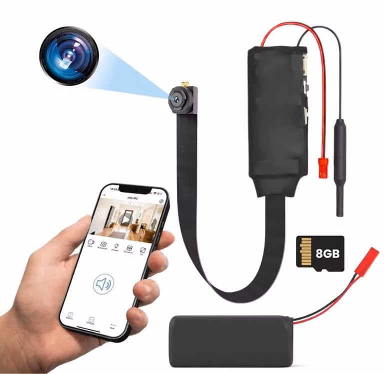 Mini modulo camera iUni IP40, Wi-Fi, 8GB, visualizzazione in diretta sul telefono