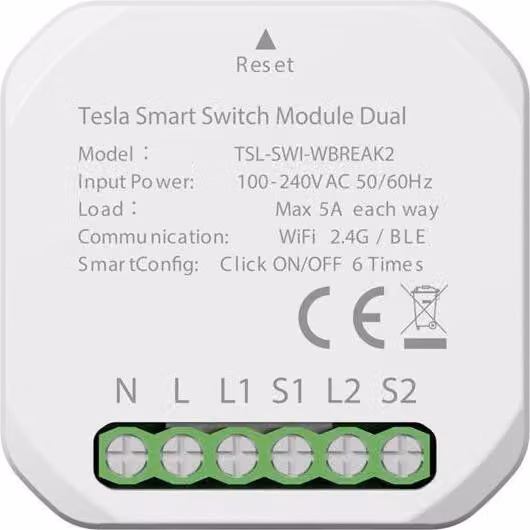 Modulo Smart Switch Dual Wi-Fi per interruttori tradizionali
