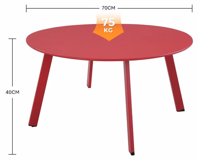 Tavolino da salotto rotondo, leggero, 70 x 70 cm, ideale per balconi e terrazzi