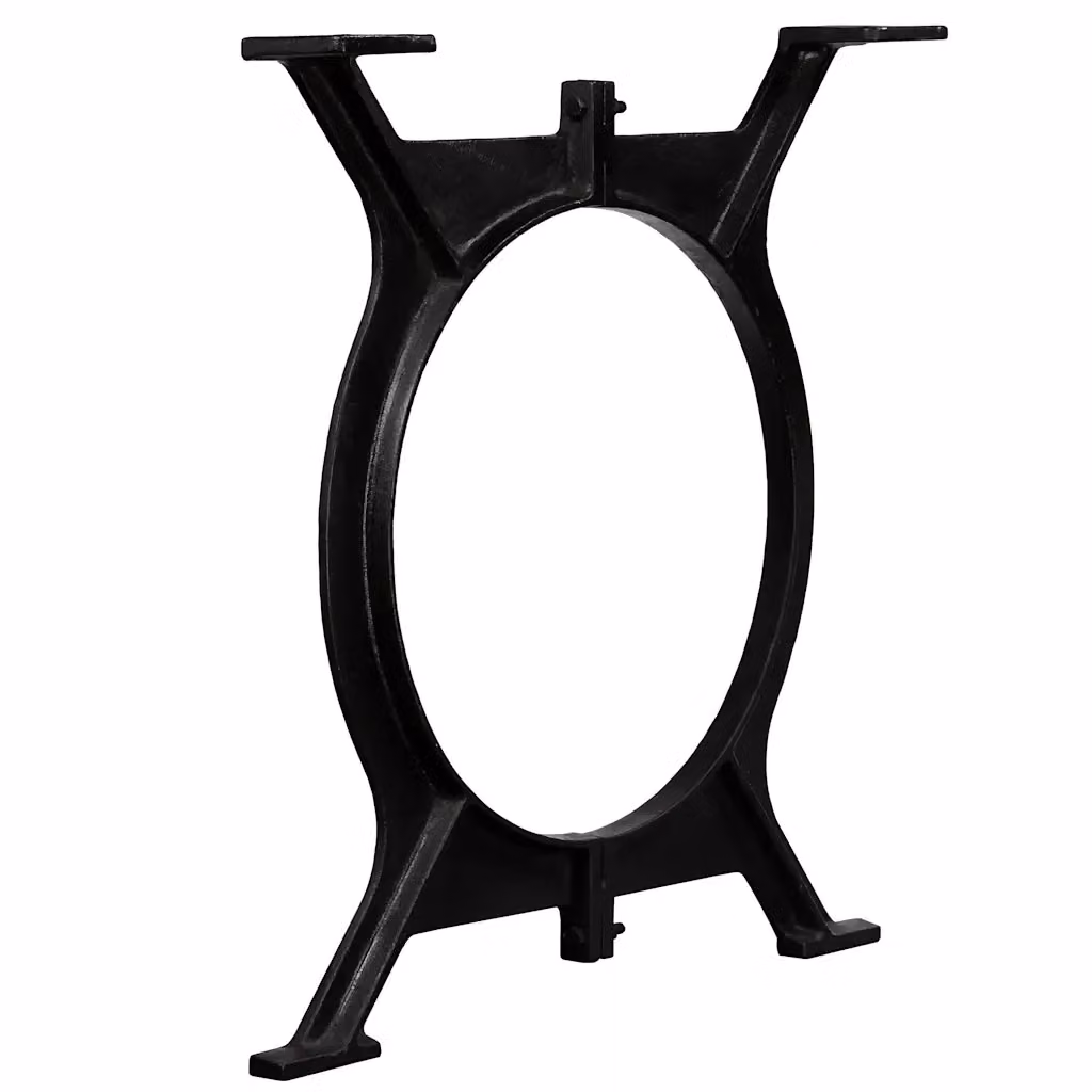 Coppia di gambe per tavolo da pranzo in ghisa nera con design industriale a forma di O di DESIGN IN, H: 71 cm, L: 70 cm – 2