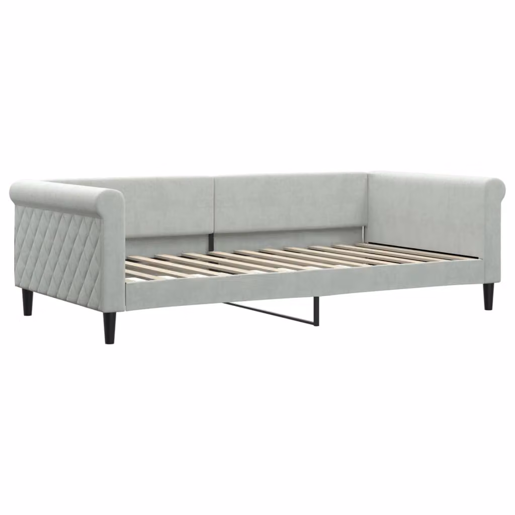 Letto da Giorno Grigio Chiaro 100x200 cm in Velluto