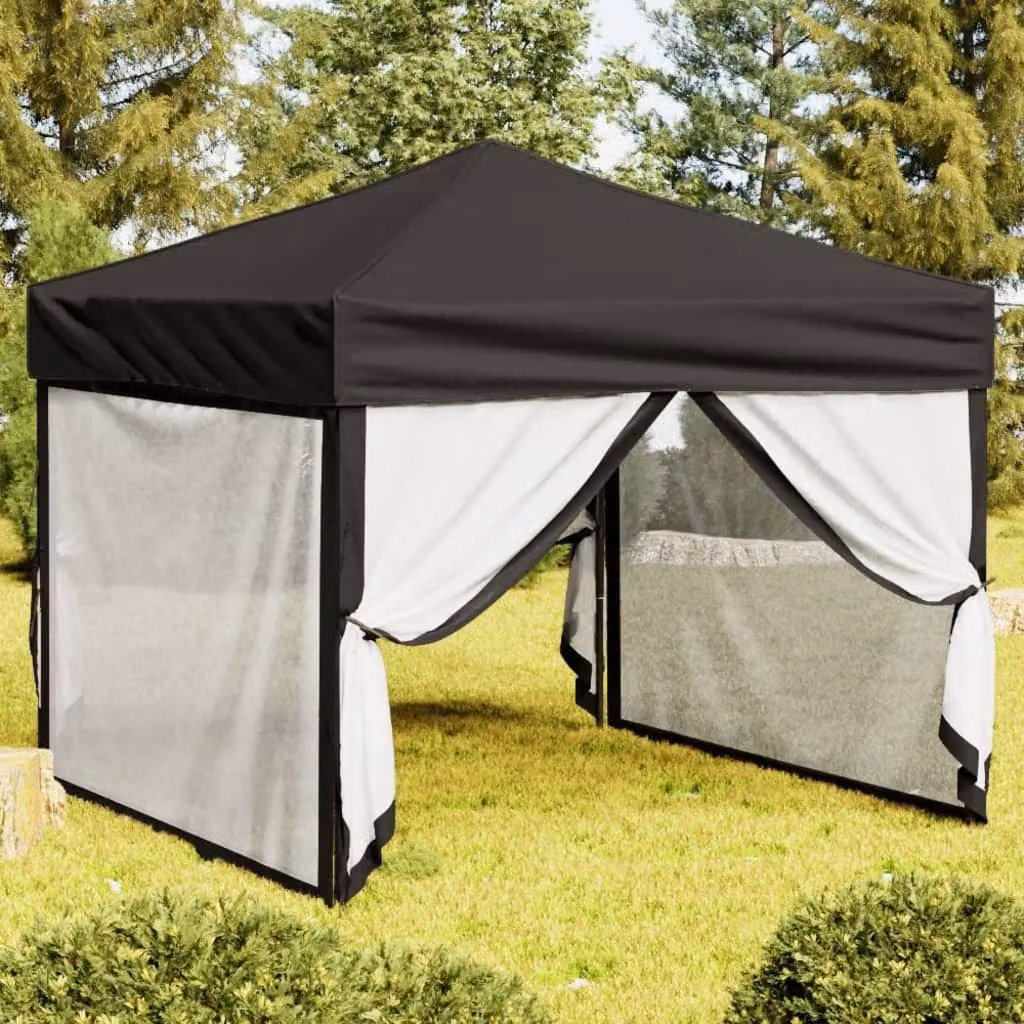 Maison Exclusive - Tenda da festa pieghevole con pareti laterali, colore nero, dimensioni 3x3 metri